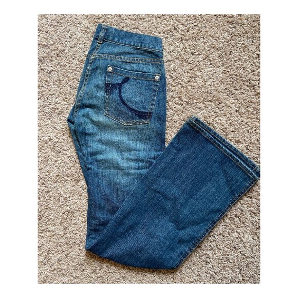 French Connection Womens Ladies Jeans Mid Rise Medium Wash Sparkle on Pocket 4/6 - Picture 3 of 5